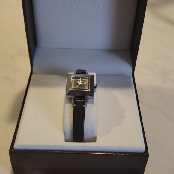 Women's Coach Watch Stainless Steel Black Leather - Picture 3 of 8
